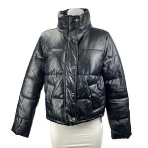 Hollister Women's Black Full Zip Snap Long Sleeve Puffer Coat Jacket Size S